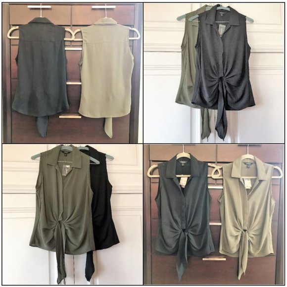 *Set of 2* NWT Tie-Front Sleeveless Express Portofino Shirts XS - Picture 14 of 16
